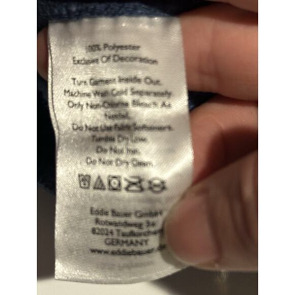 EDDIE BAUER Blue Quarter Snap Sweater Sz Tall Large Pullover Sweatshirt hiking - Picture 7 of 7